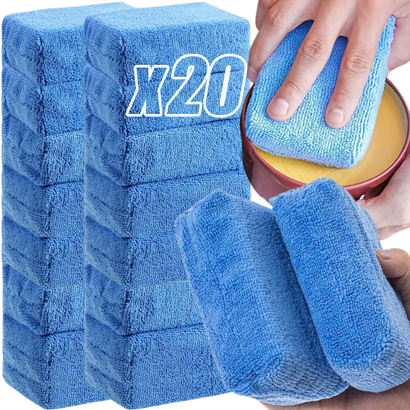 Wax Applicator Pad - 1/20 個カーワックスアプリケーターパッドマイクロファイバー研磨スポンジソフトオートディテイリングワックススポンジクリーニングフォームカーペイントケアパッド